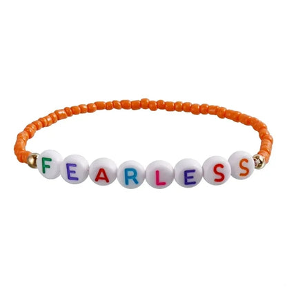color mixing handmade beaded letter elastic bracelet