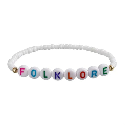 color mixing handmade beaded letter elastic bracelet