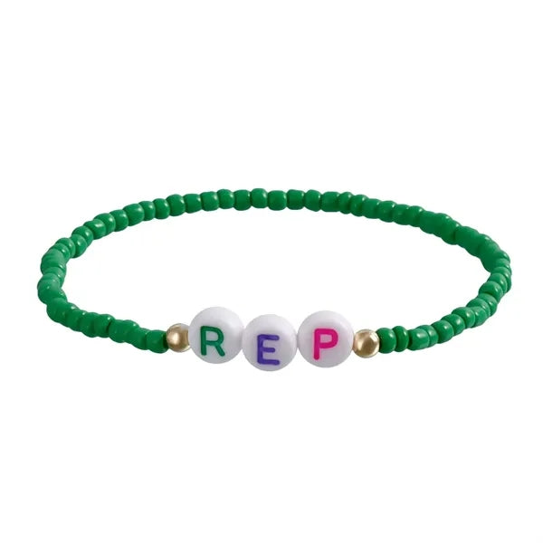 color mixing handmade beaded letter elastic bracelet