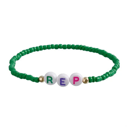 color mixing handmade beaded letter elastic bracelet