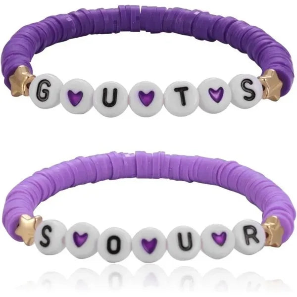 color mixing handmade beaded letter elastic bracelet