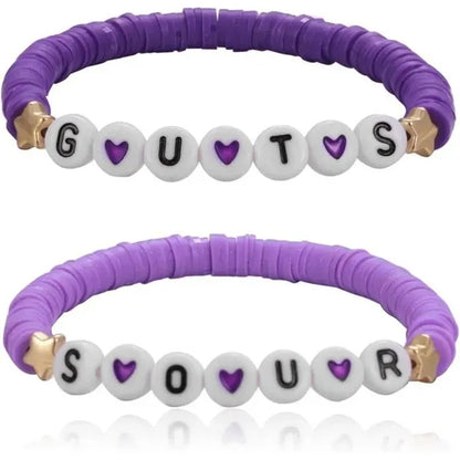 color mixing handmade beaded letter elastic bracelet