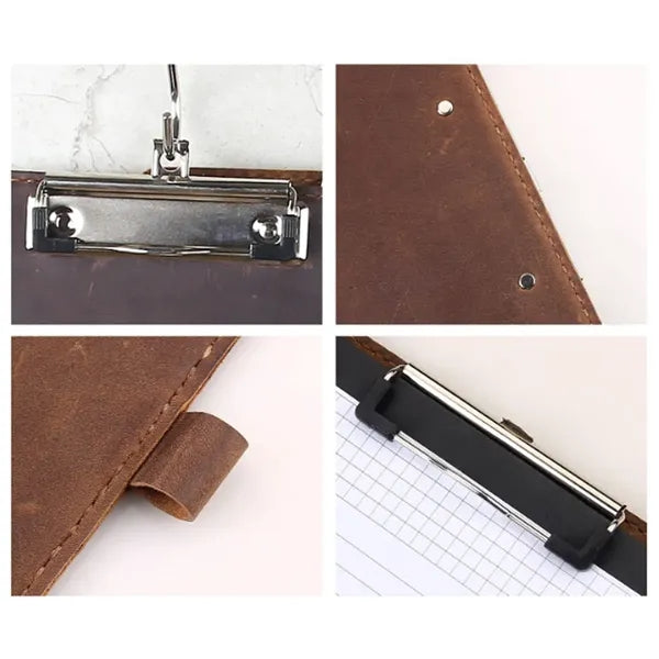Genuine Leather Padfolios Clipboards Menu Board w/ Pen Loop