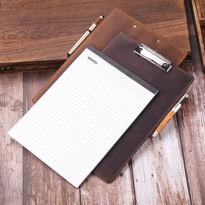 Genuine Leather Padfolios Clipboards Menu Board w/ Pen Loop