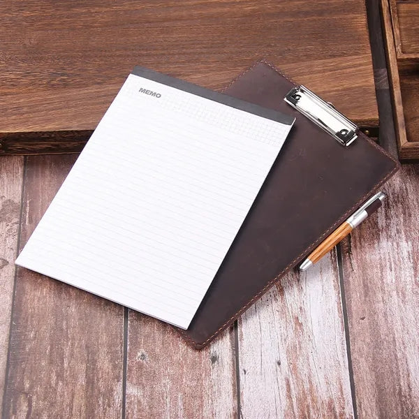 Genuine Leather Padfolios Clipboards Menu Board w/ Pen Loop
