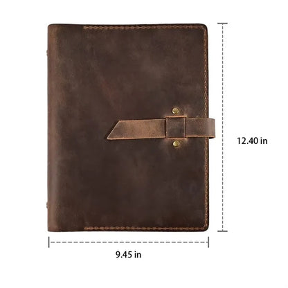 A5 Crazy Horse Leather Notepad Holder with Multi-Compartment