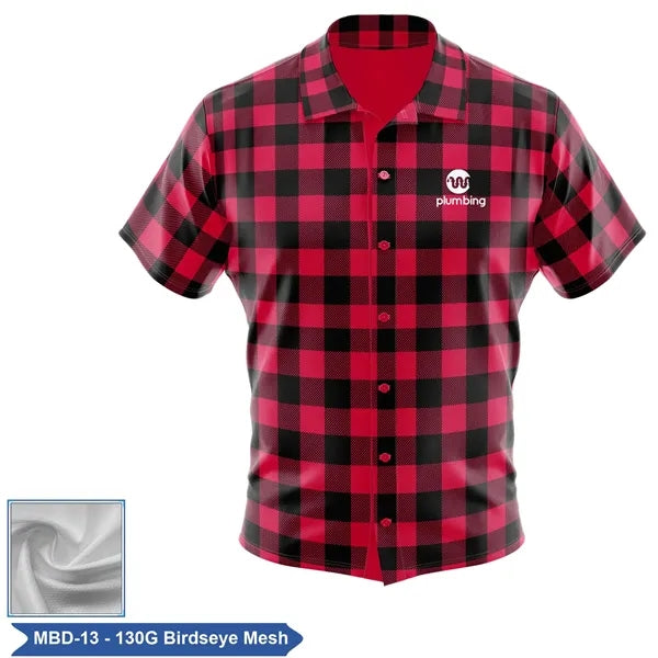 Sublimation Lightweight Mesh Full-Button Shirt - Men, Women,