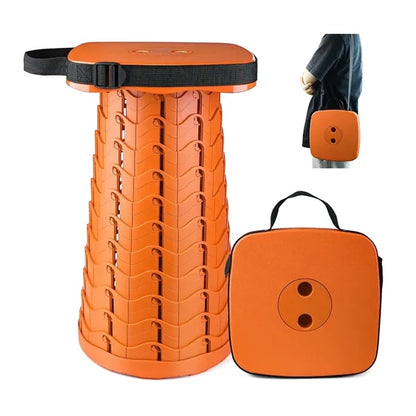 Portable Folding Stool With Adjustable Height For Outdoor