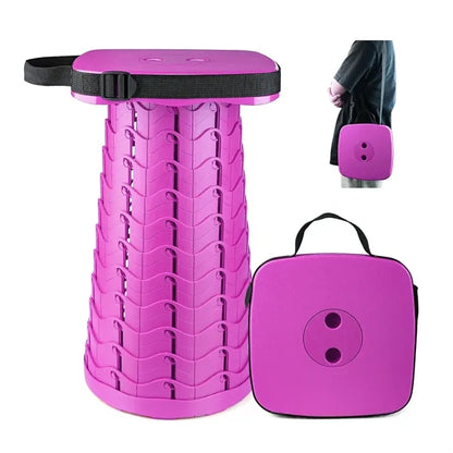 Portable Folding Stool With Adjustable Height For Outdoor