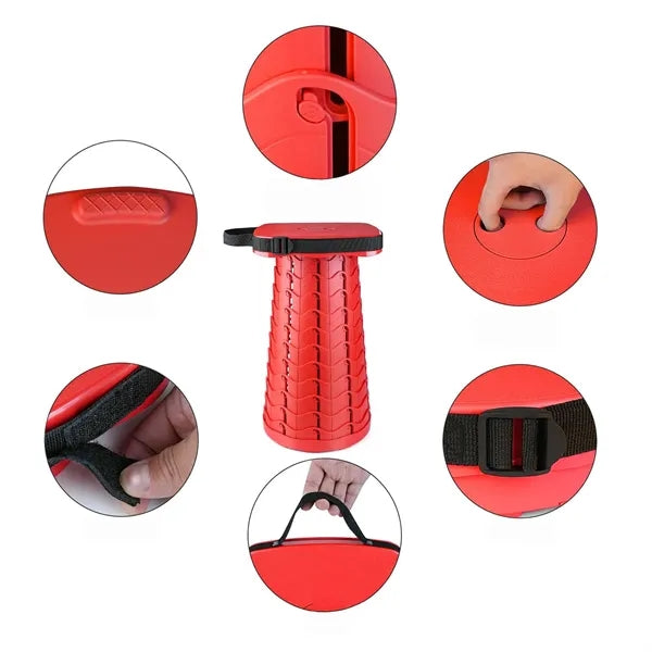 Portable Folding Stool With Adjustable Height For Outdoor