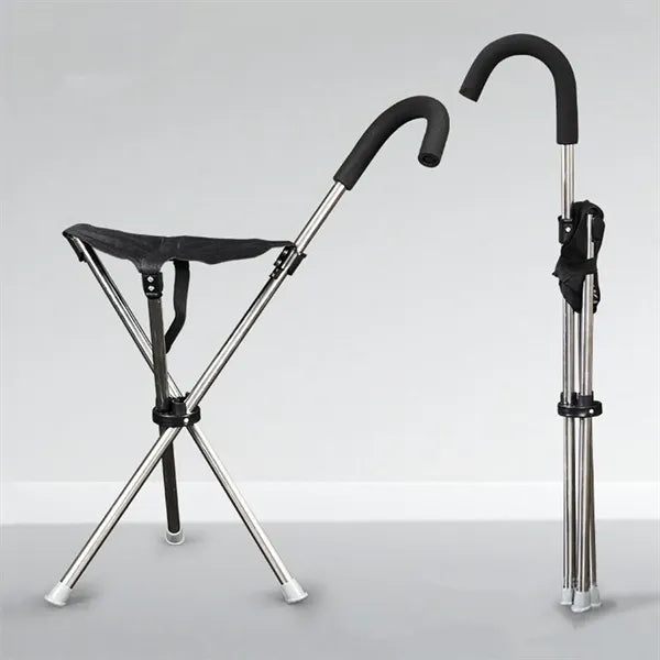 Foldable Cane Seat With Backrest Portable