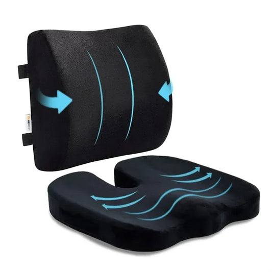 Seat Cushion and Lumbar Pillow Back Support Chair Set