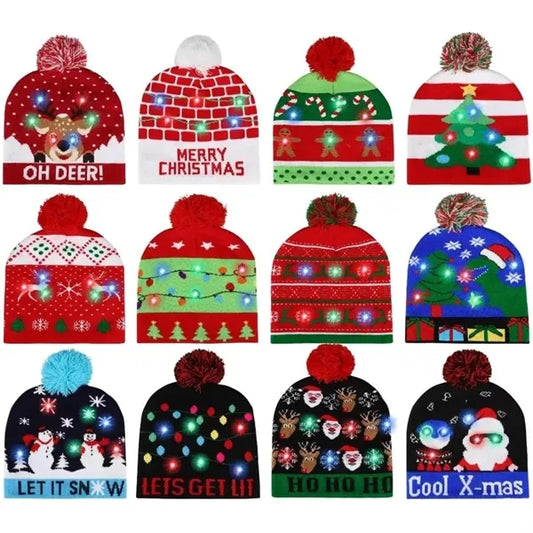 LED Light Up Knitted Beanie Christmas Hat