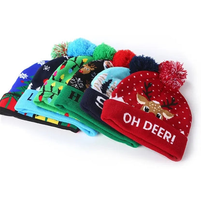 LED Light Up Knitted Beanie Christmas Hat