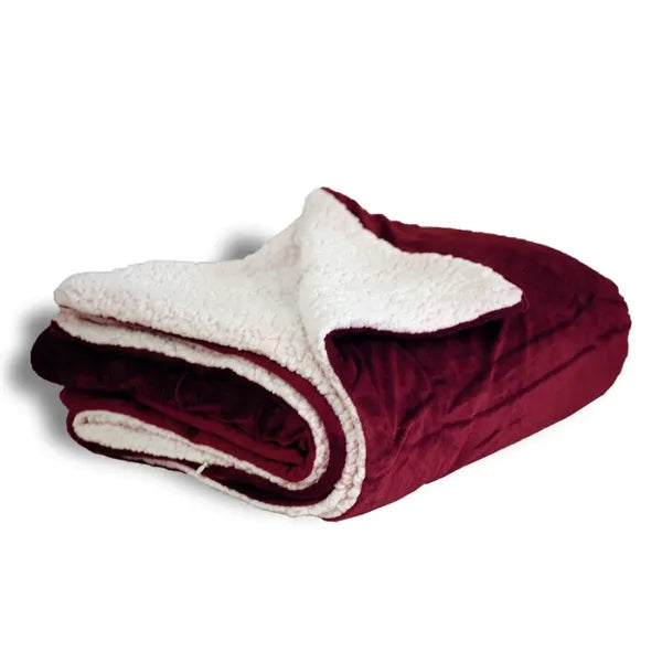 Embroidered Micro Mink Sherpa Blanket  (50"W X 60"H)