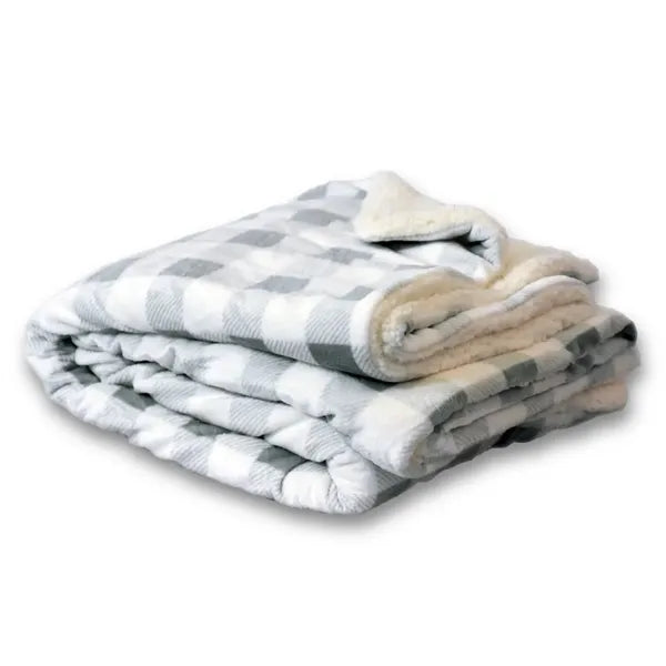 Embroidered Micro Mink Sherpa Blanket  (50"W X 60"H)