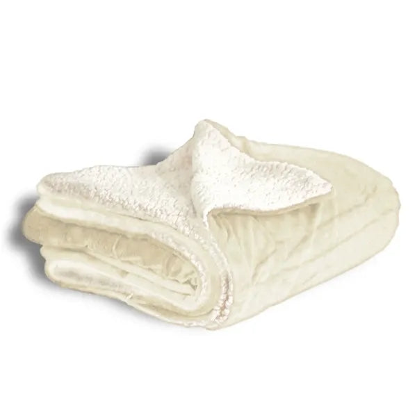 Embroidered Micro Mink Sherpa Blanket  (50"W X 60"H)