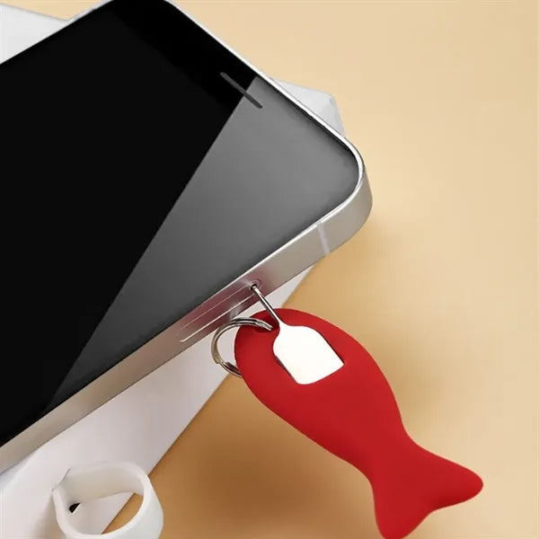 Metal SIM Ejector Pin with Keychain Silicone Fish Sleeve