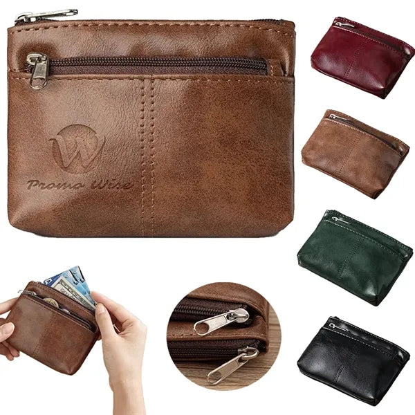Dual Zippered PU Leather Minimalist Lightweight Coin Purse