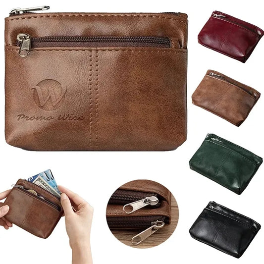Dual Zippered PU Leather Minimalist Lightweight Coin Purse