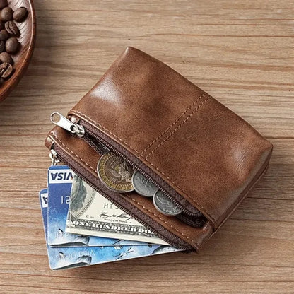 Dual Zippered PU Leather Minimalist Lightweight Coin Purse