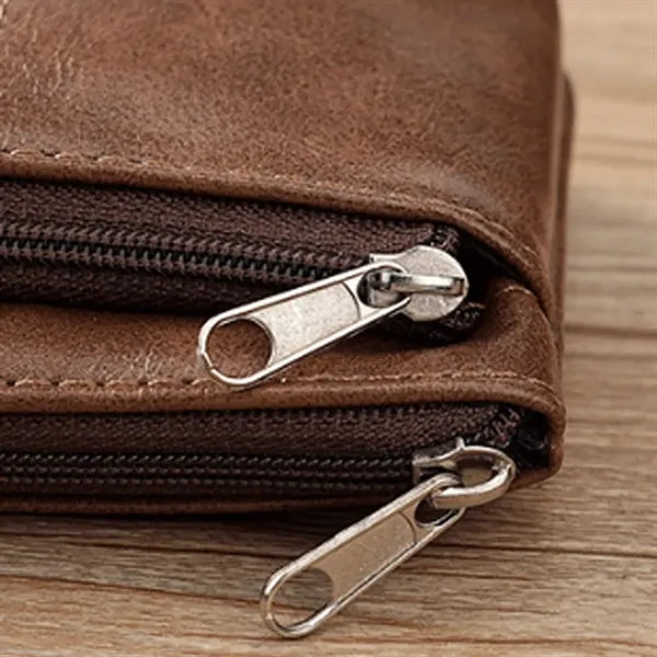 Dual Zippered PU Leather Minimalist Lightweight Coin Purse