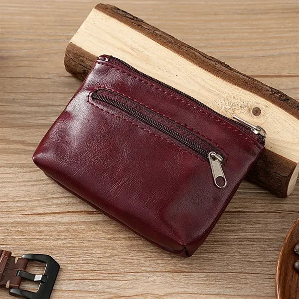 Dual Zippered PU Leather Minimalist Lightweight Coin Purse