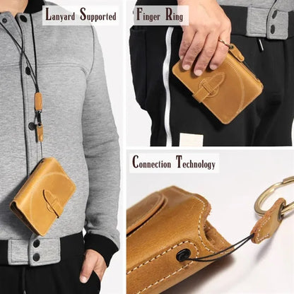 Crazy Horse Leather Anti-RFID Passport Wallet with Lanyard