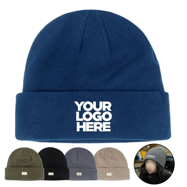 Knitted Hat With Blank Logo Can Be Embroidered