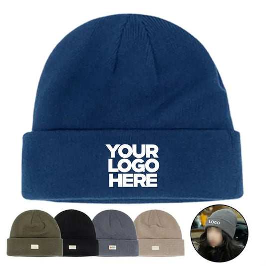 Knitted Hat With Blank Logo Can Be Embroidered