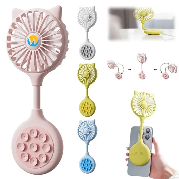 3-Speed Suction Rechargeable Adjustable Angle Handheld Fan