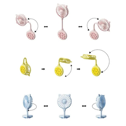 3-Speed Suction Rechargeable Adjustable Angle Handheld Fan