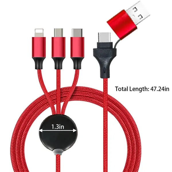 Multi 6 in 1 custom glow logo fast cord charging cable