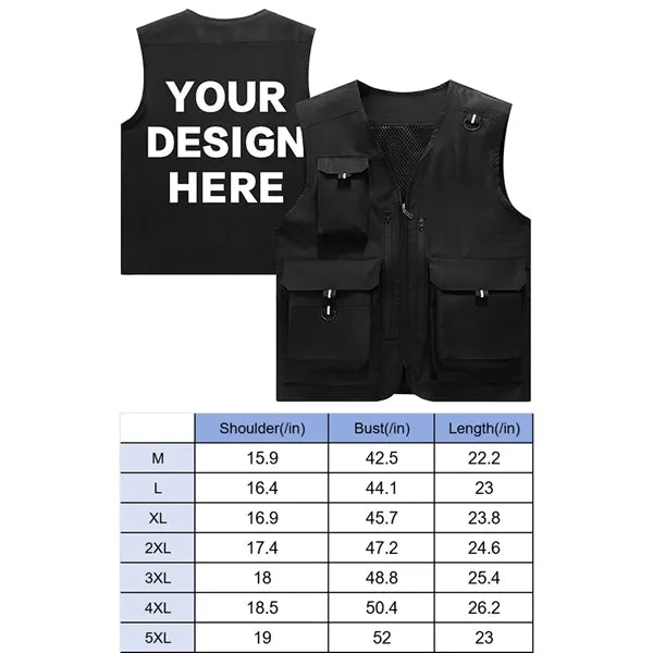 Custom outdoor teamwork fishing mens vest with multi pockets