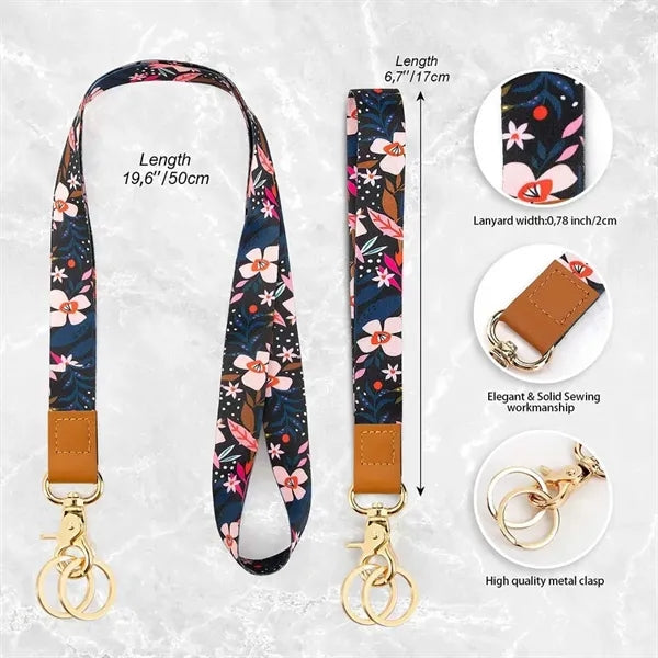 Full Colors Polyester Lanyards and Keychain Wristlet Set