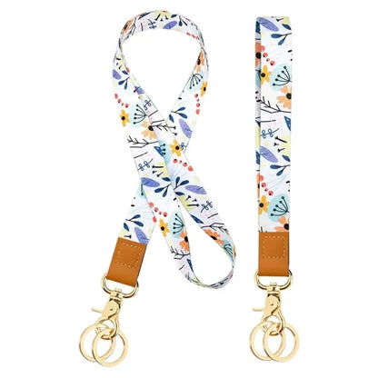 Full Colors Polyester Lanyards and Keychain Wristlet Set