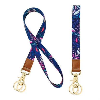 Full Colors Polyester Lanyards and Keychain Wristlet Set
