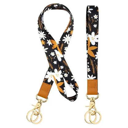 Full Colors Polyester Lanyards and Keychain Wristlet Set