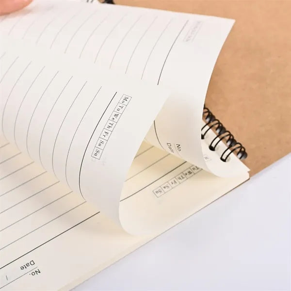 Spiral-Bound Lay-Flat Minimalist Vellum Cover Notebook