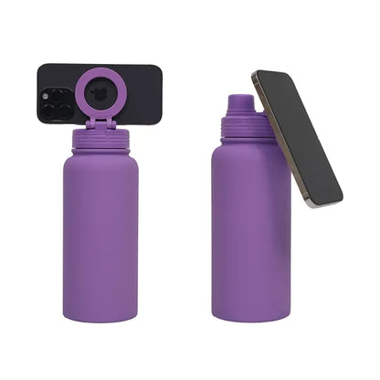 Stainless Steel Bottle With Mobile Phone Magnetic Stand