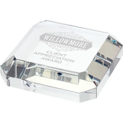 Taranto Square Crystal Paperweight