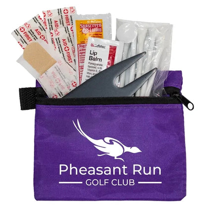 15 Piece Golf Kit Components inserted into Zipper Pack