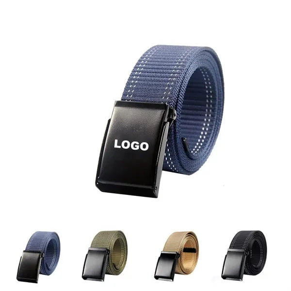 Men Stretch Nylon Belt Metal