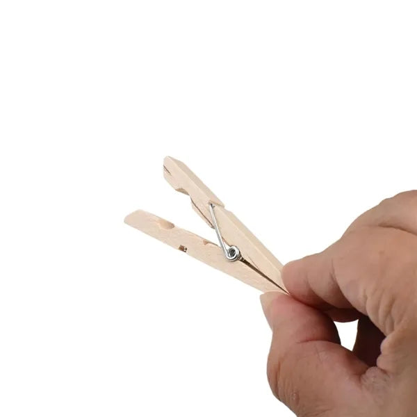 Sturdy Durable Premium Wooden Clothespins with Steel Spring