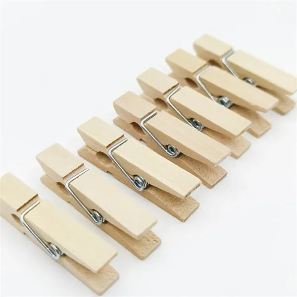 Sturdy Durable Premium Wooden Clothespins with Steel Spring