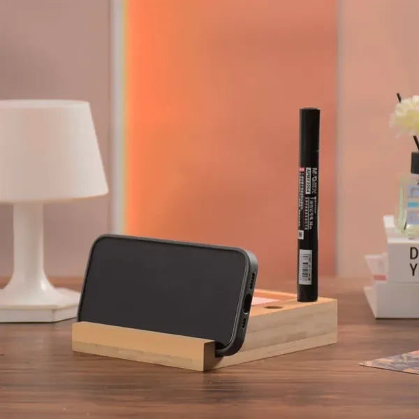 Wooden Desk Organizer With Phone Stand Pen Holder