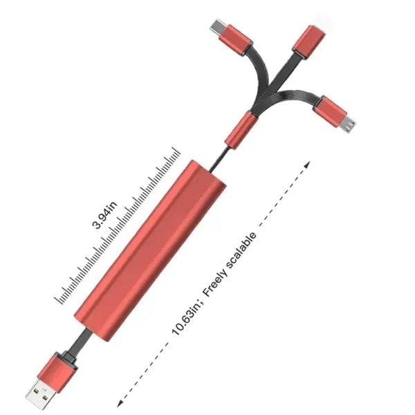 3 In 1 Metal Retractable Fast Charging Cable