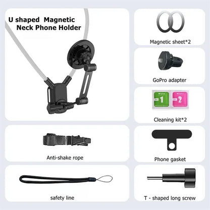 Hands Free Magnetic Neck Phone Holder for Recording