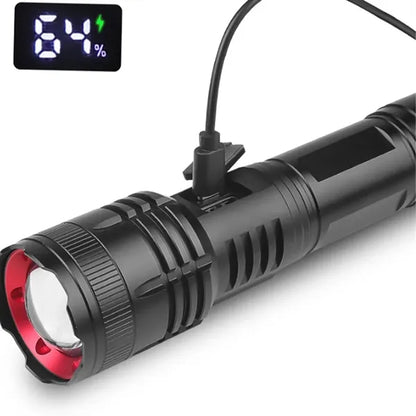 30W Zoomable Battery Display LED Waterproof Tactical Light