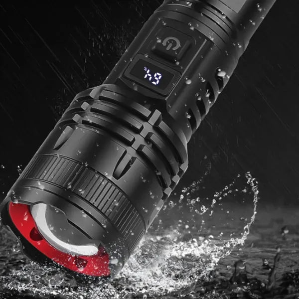 30W Zoomable Battery Display LED Waterproof Tactical Light
